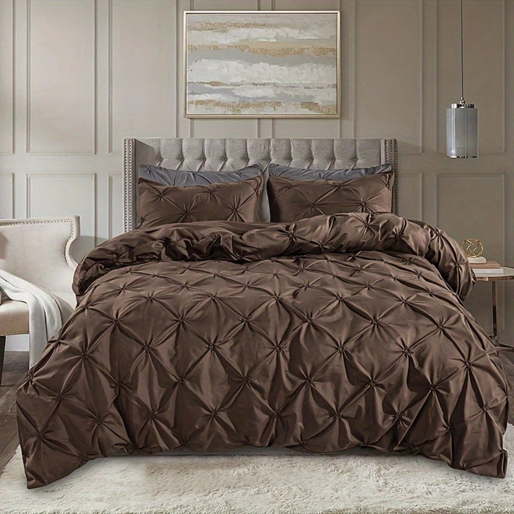 Ensemble de housse de couette Amore luxe à plis pincés - Ensemble de literie élégant