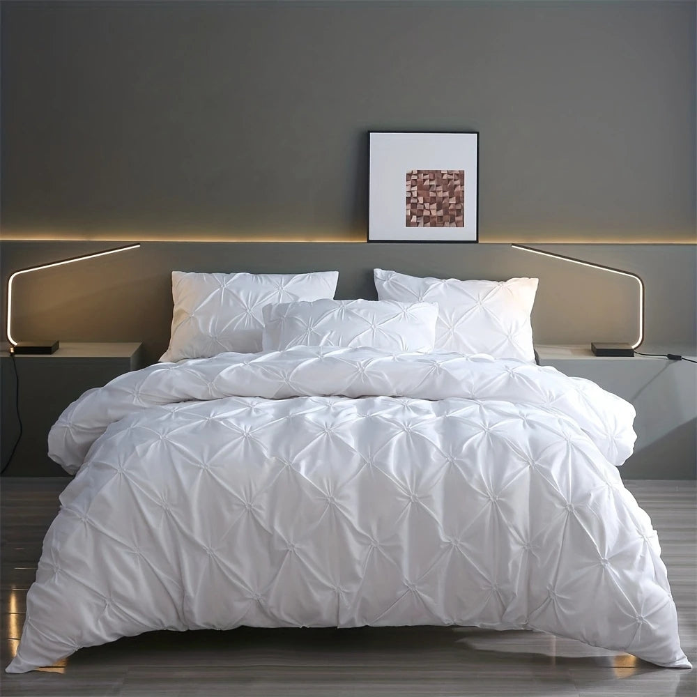 Ensemble de housse de couette Amore luxe à plis pincés - Ensemble de literie élégant
