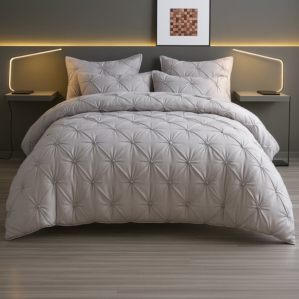 Ensemble de housse de couette Amore luxe à plis pincés - Ensemble de literie élégant