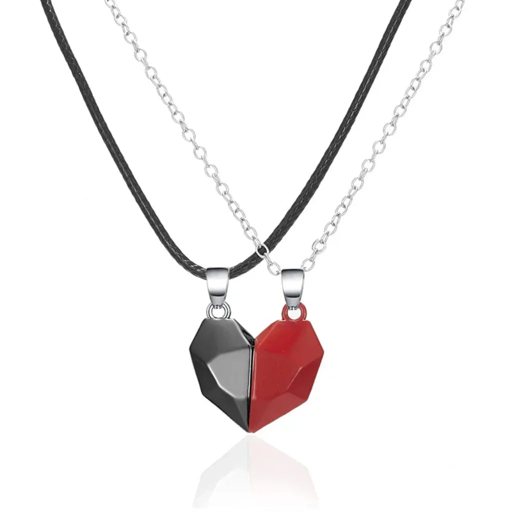 Couple Necklace Electrocardiogram Magnetic Heart