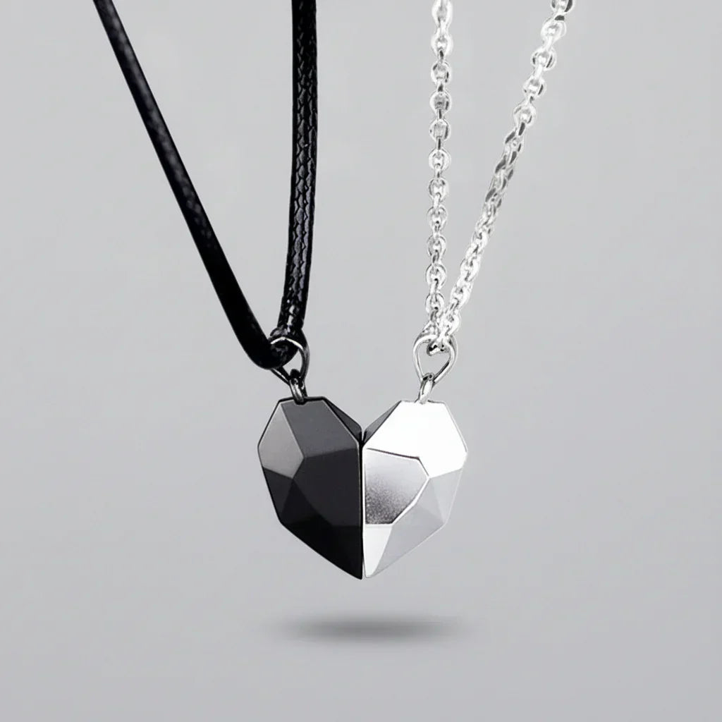 Couple Necklace Electrocardiogram Magnetic Heart
