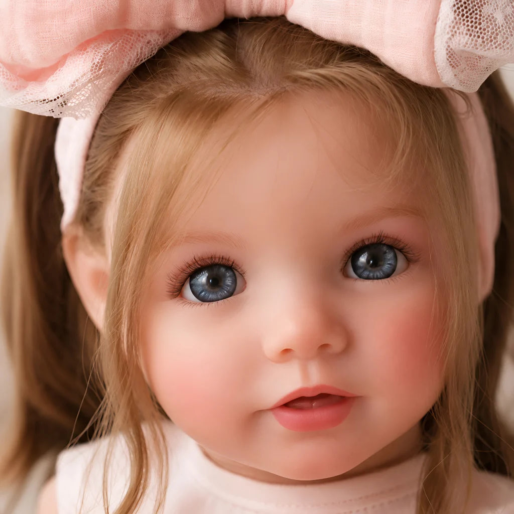 Luna Handmade Reborn Baby Girl Doll with Blue Glass Eyes