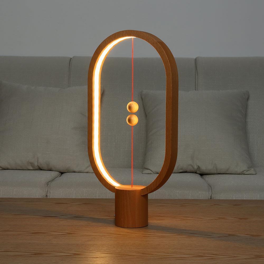 Modern Wooden LED Table Lamp with Touch Control & Magnetic Switch