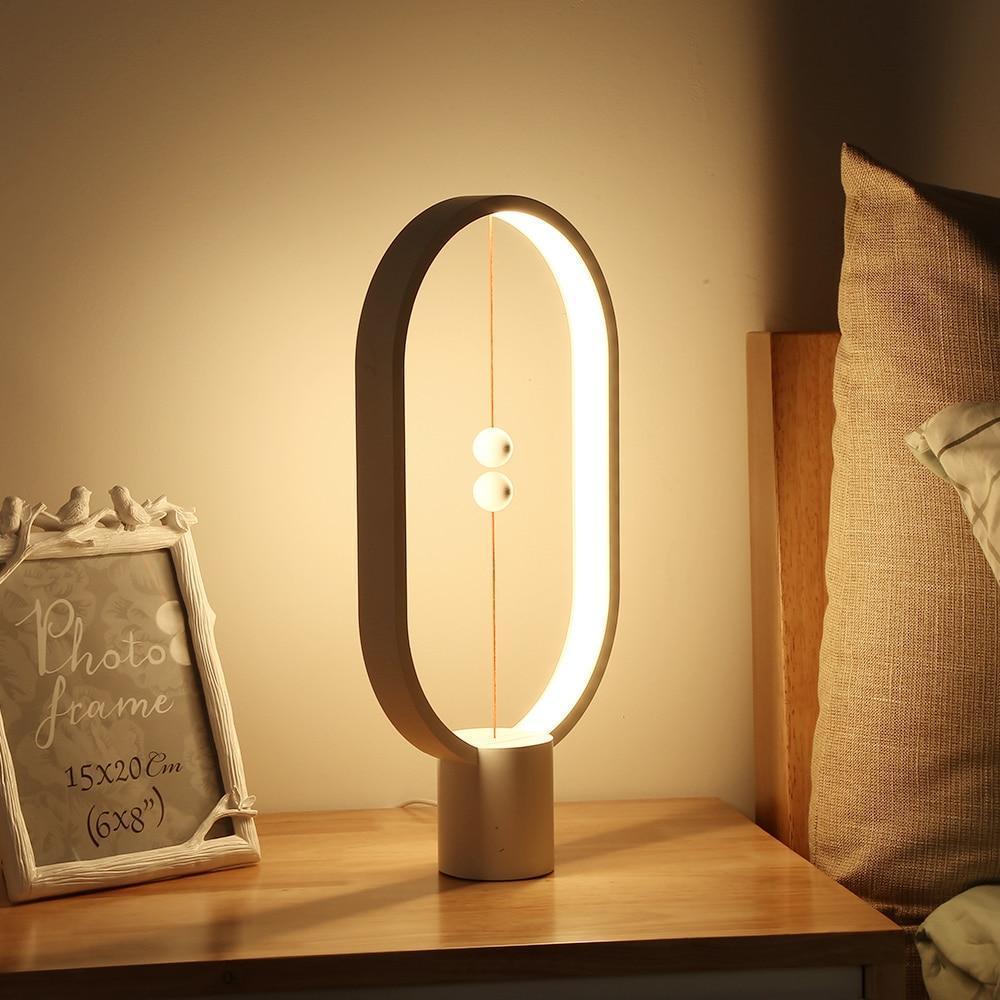 Modern Wooden LED Table Lamp with Touch Control & Magnetic Switch