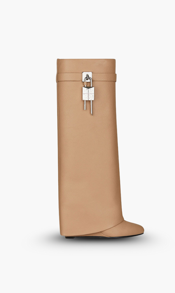 Contemporary Wedge Boots | Black Vegan Leather With Lock Detail