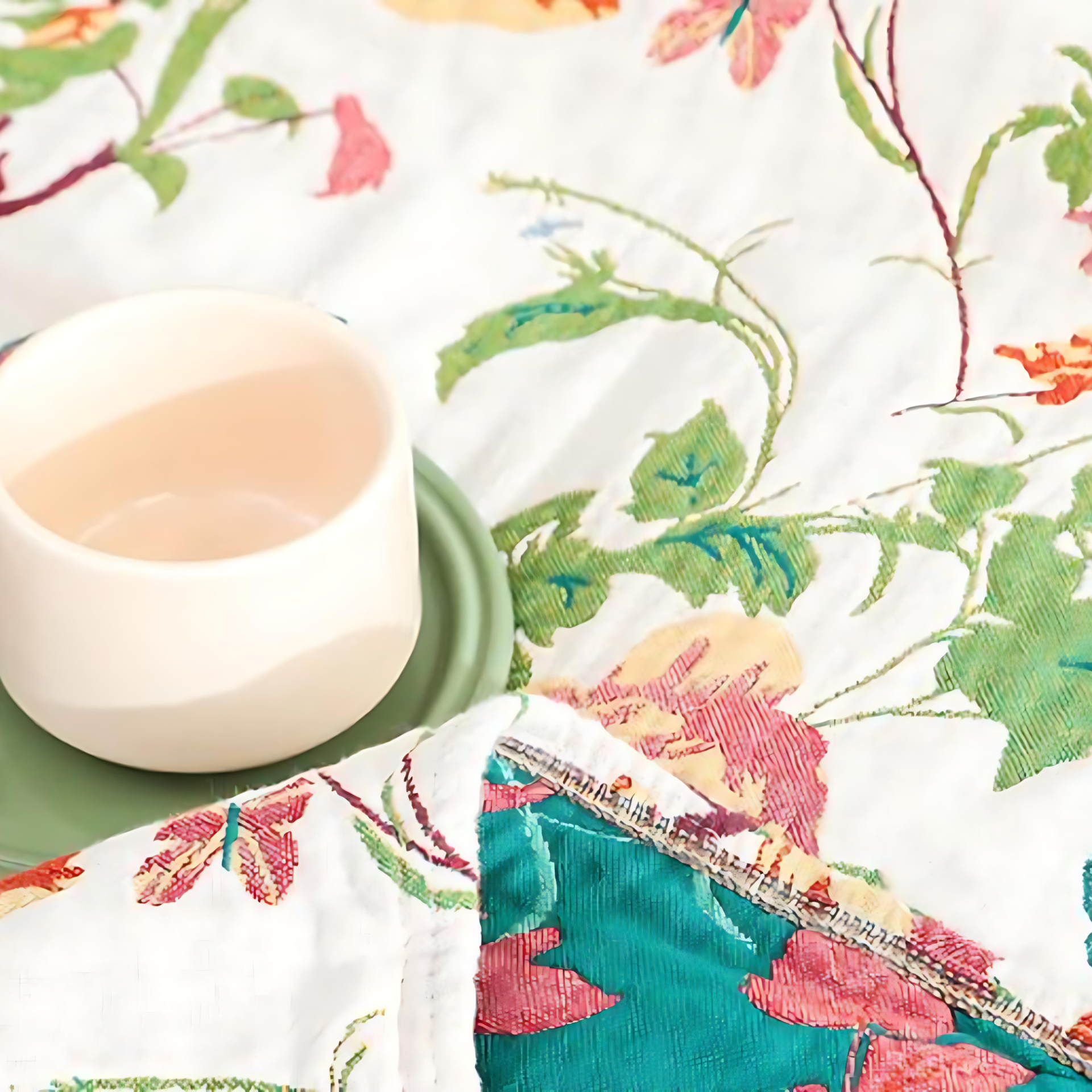 Reversible Cotton Throw Blanket - Botanic Bluebird Design for Cozy Home