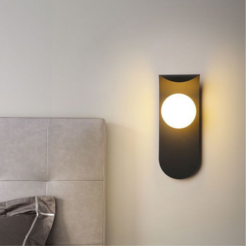 Scandinavian Black Metal Wall Lamp with Glass Globe - Modern Lighting