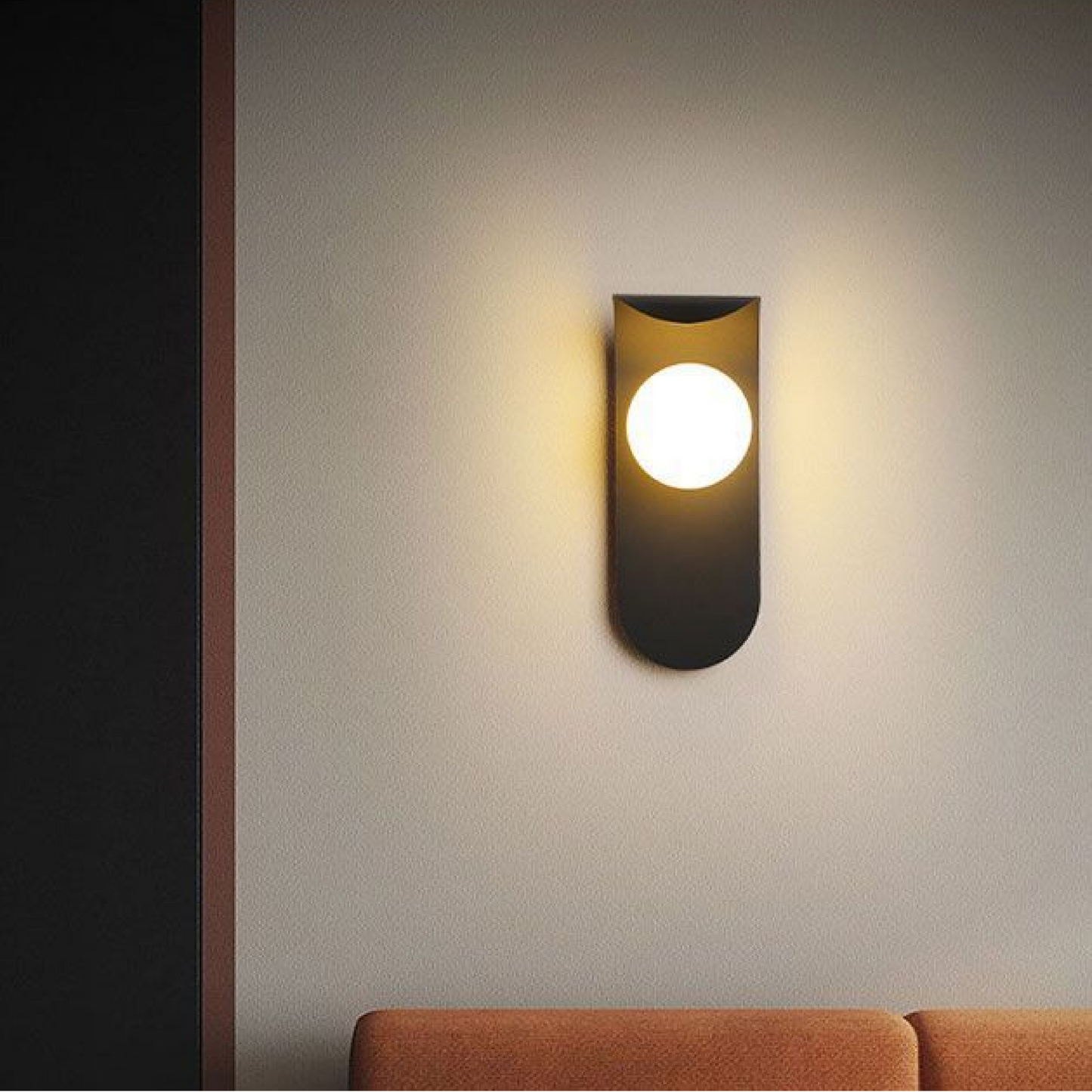Scandinavian Black Metal Wall Lamp with Glass Globe - Modern Lighting