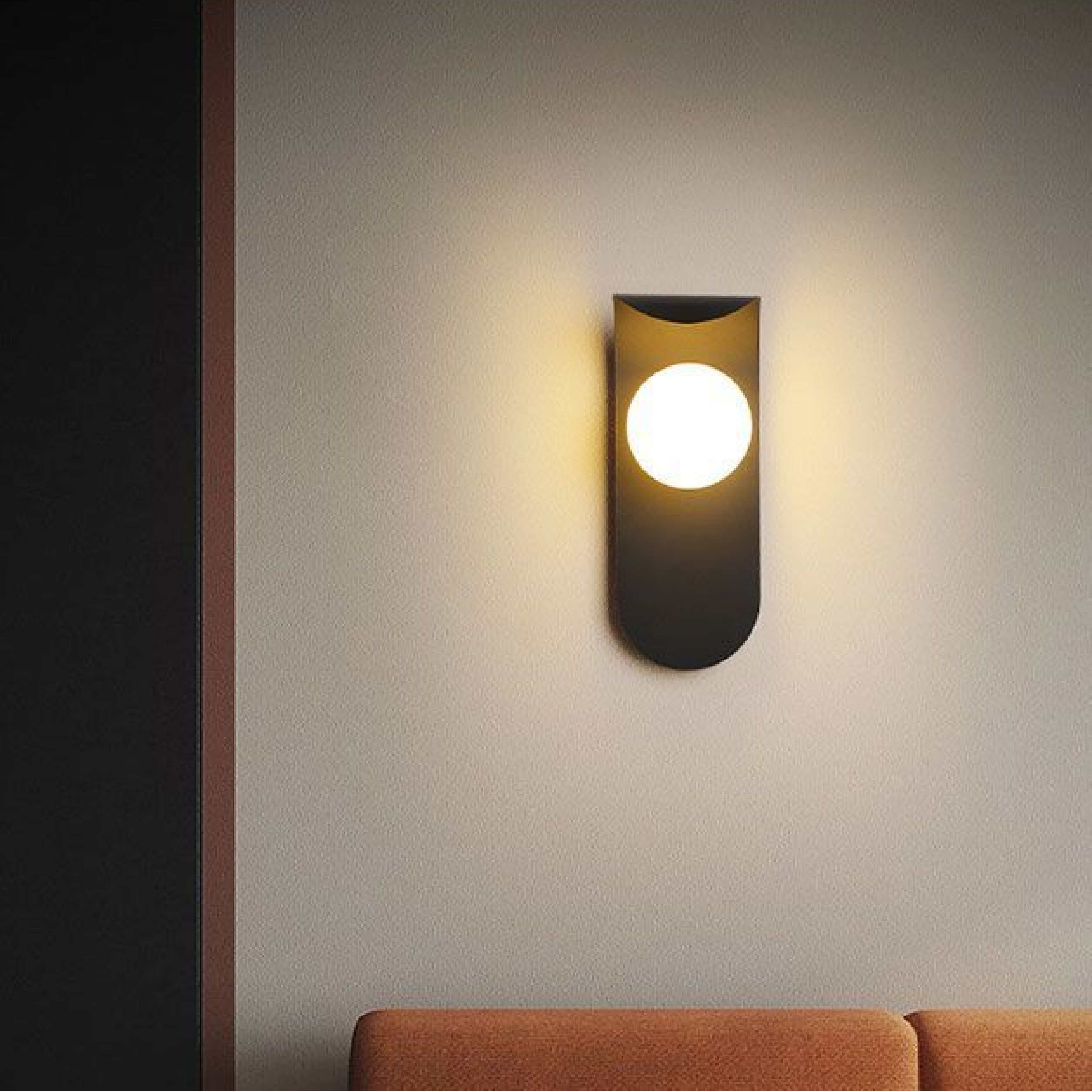 Scandinavian Black Metal Wall Lamp with Glass Globe - Modern Lighting