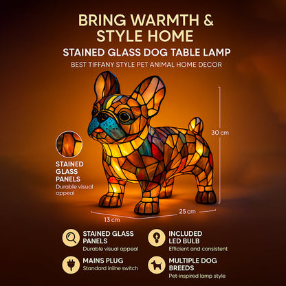 French Bulldog Stained Glass Table Lamp | Tiffany Style Dog Lamp