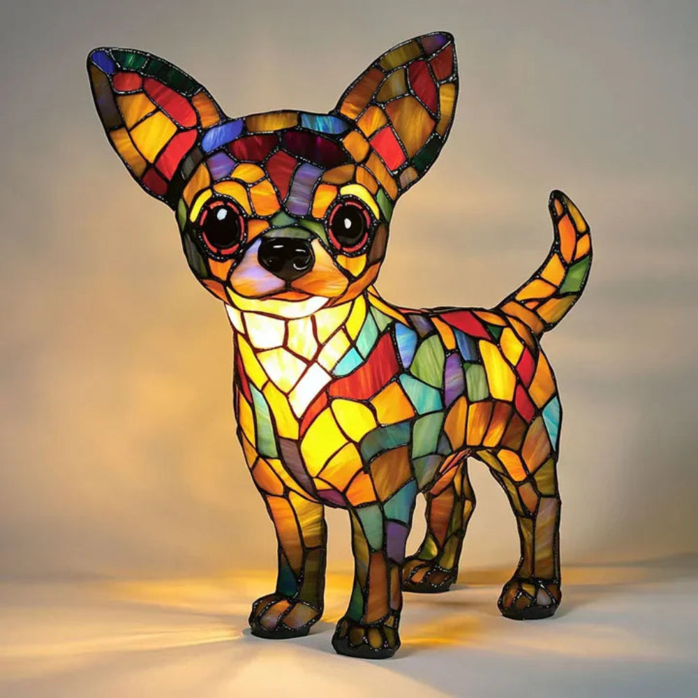 French Bulldog Stained Glass Table Lamp | Tiffany Style Dog Lamp