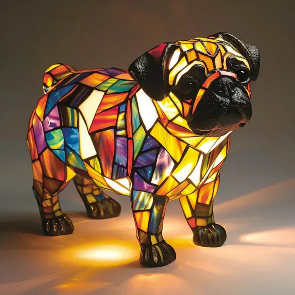 French Bulldog Stained Glass Table Lamp | Tiffany Style Dog Lamp