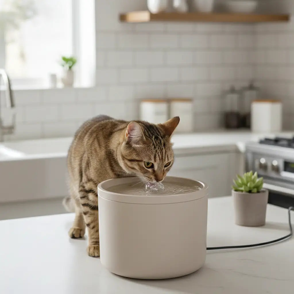 1-L-Keramik-Trinkbrunnen für Katzen mit 4-stufigem Filter