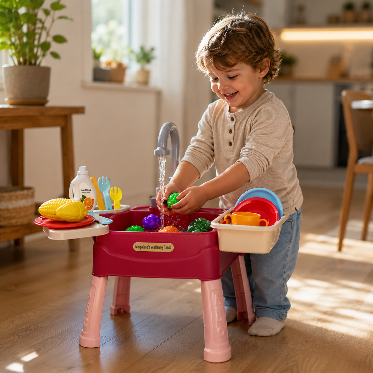 Kids Play Kitchen with Running-Water Tap – WaterWonder Role-Play Set