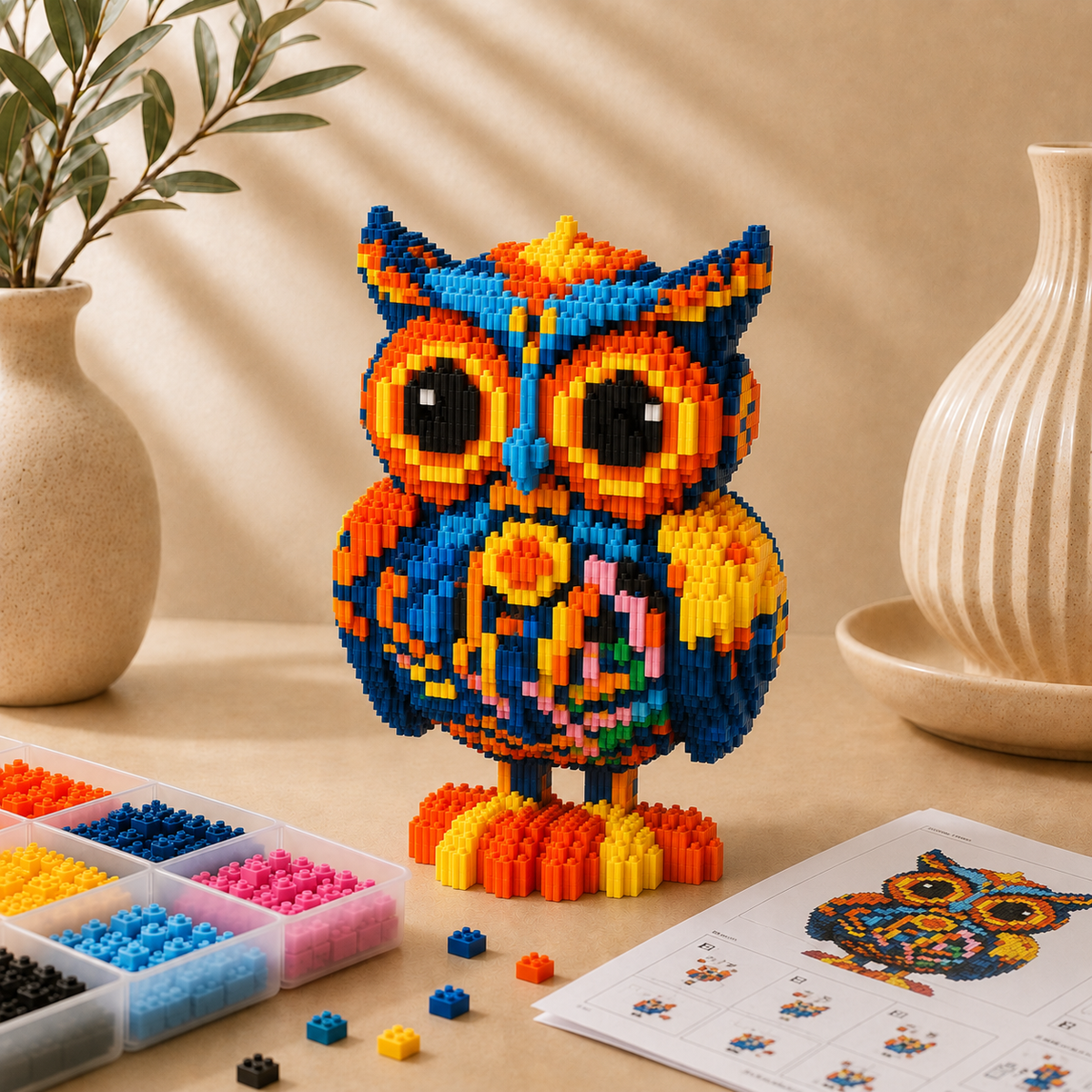 Colourful Owl Building Block Set, 6,250 Pieces
