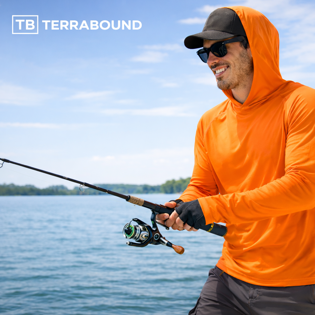 Men’s UPF 50+ Sun Hoodie – Quick-Dry Hiking & Fishing Top with Thumb Loops