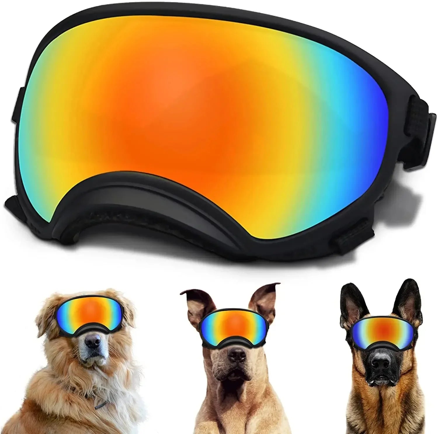 Lunettes de protection imperméables pour chien avec protection UV et sangles réglables