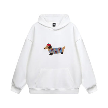 Dachshund Embroidered Hoodie | Cozy Cotton Blend Winter Cozy
