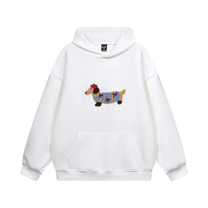 Dachshund Embroidered Hoodie | Cozy Cotton Blend Winter Cozy