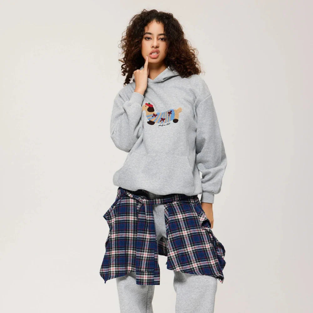 Dachshund Embroidered Hoodie | Cozy Cotton Blend Winter Cozy