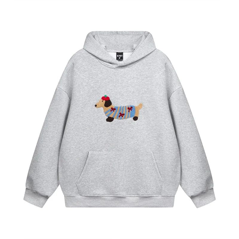 Dachshund Embroidered Hoodie | Cozy Cotton Blend Winter Cozy