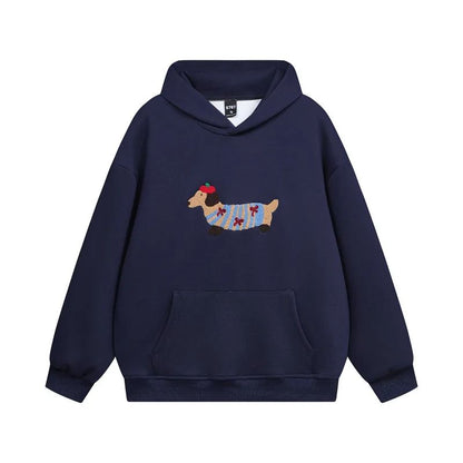 Dachshund Embroidered Hoodie | Cozy Cotton Blend Winter Cozy