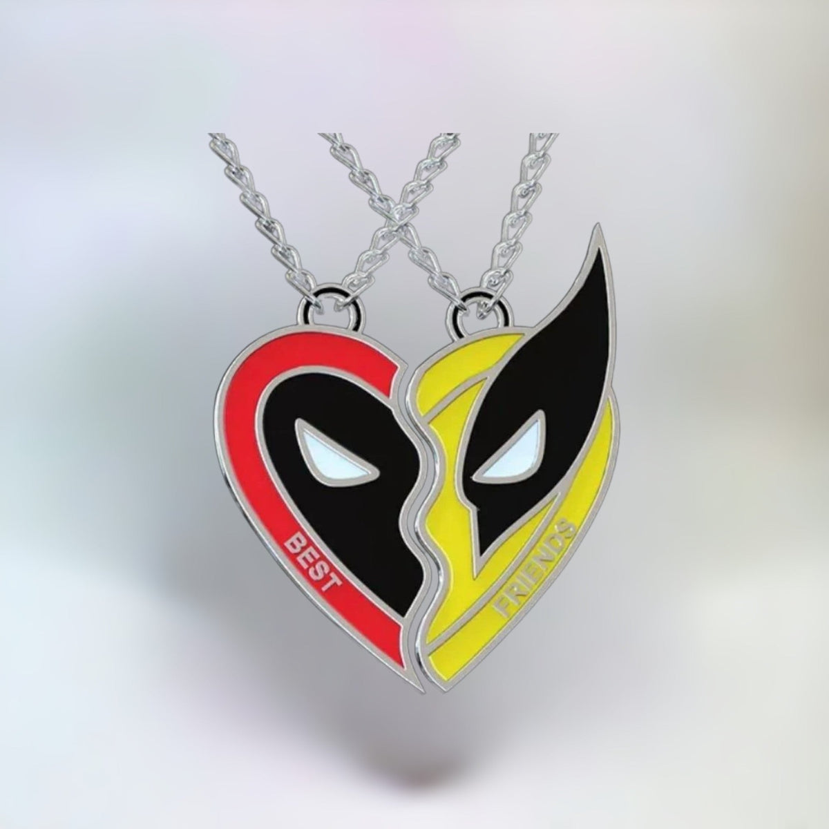 Deadpool and Wolverine Friendship Necklace - Split Heart Design