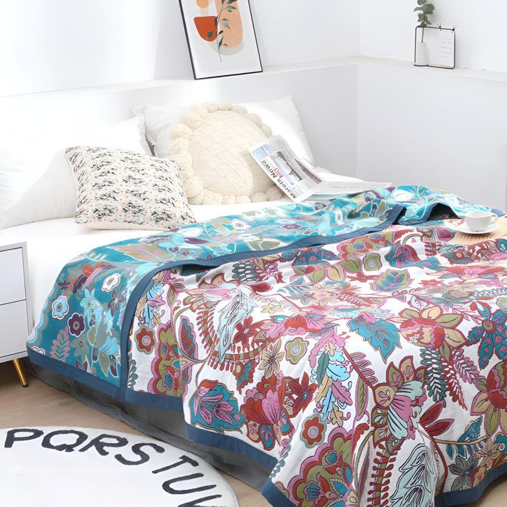 Reversible Floral Throw Blanket for Cozy Home Decor and Comfort