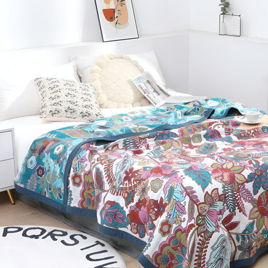 Reversible Floral Throw Blanket for Cozy Home Decor and Comfort