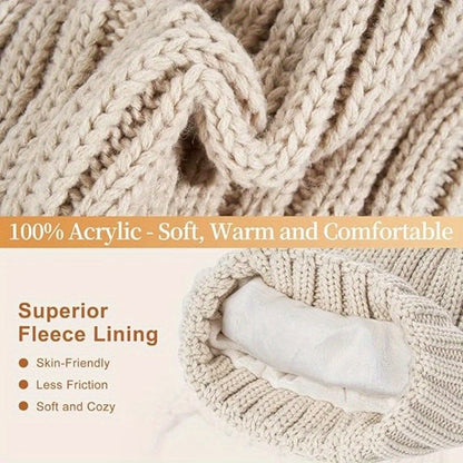 Winter Knit Hat Scarf Gloves Set | Touchscreen Compatible 3-Piece