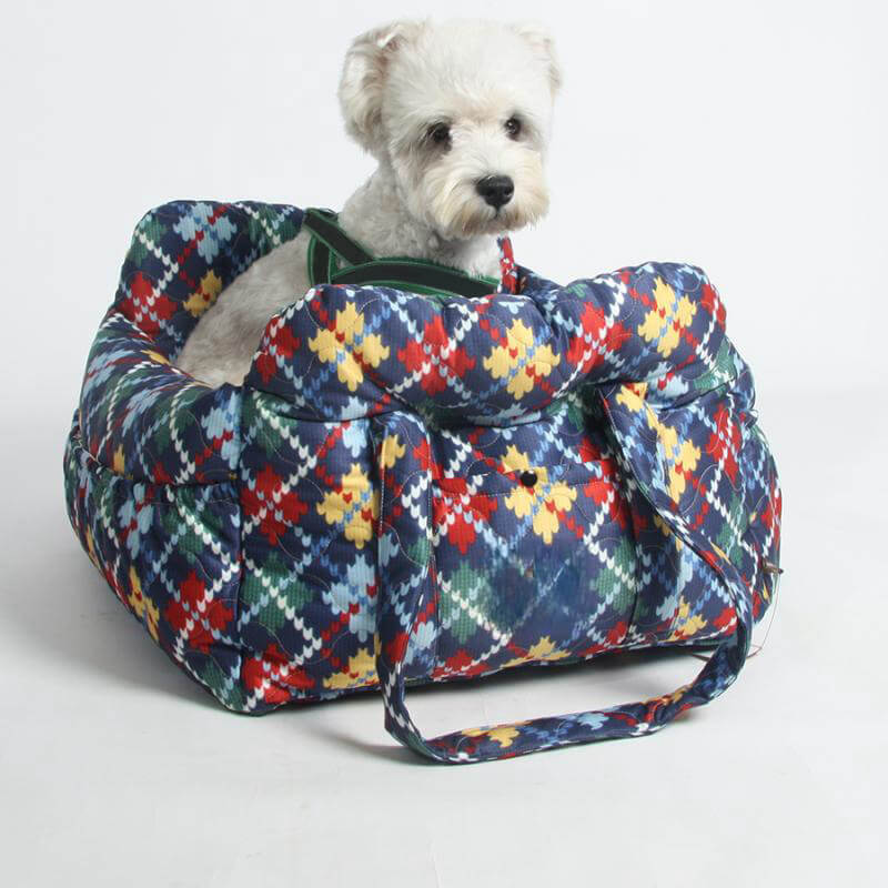 Lit de voyage et siège auto 3-en-1 pour chien avec sangle de transport
