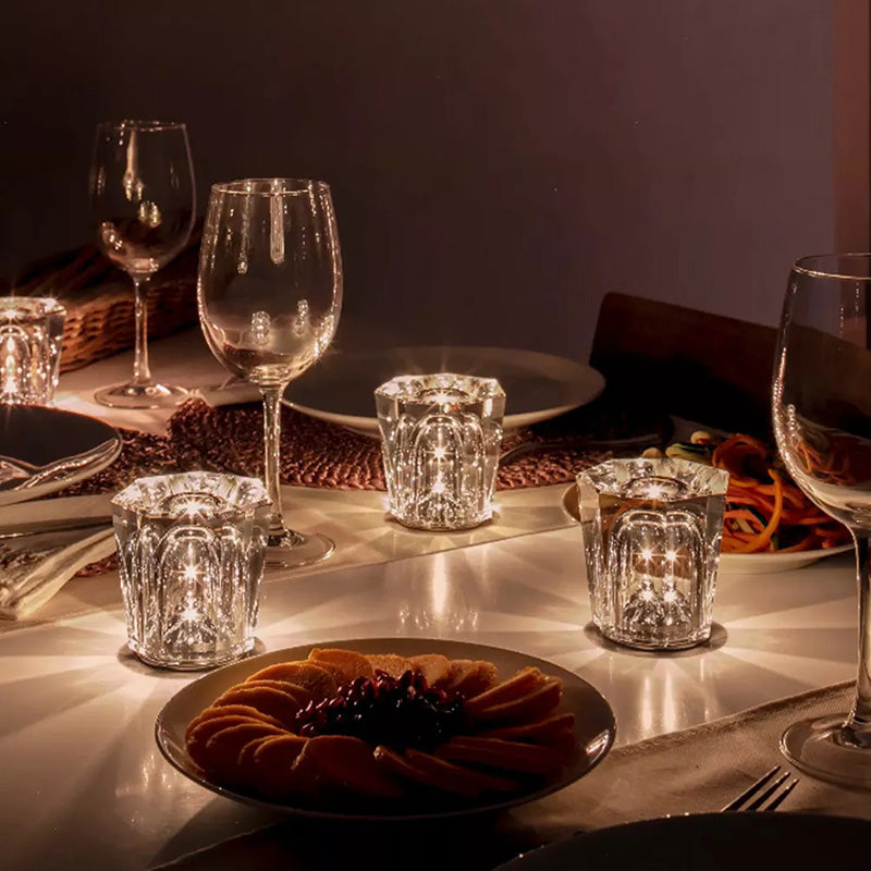 Rechargeable Crystal LED Table Lamp | Warm Light & Wireless Design