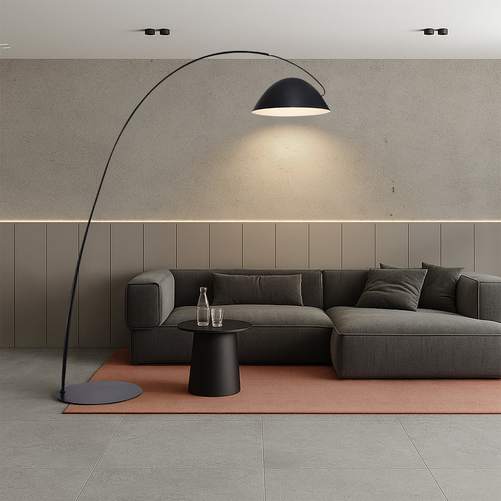 Stylish Black Arc Floor Lamp with Dome Shade for Living Room Lighting