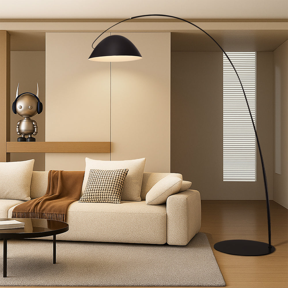 Stylish Black Arc Floor Lamp with Dome Shade for Living Room Lighting