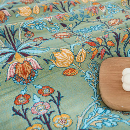 Floral Cotton Throw Blanket with Tassels - Greenery Home Decor