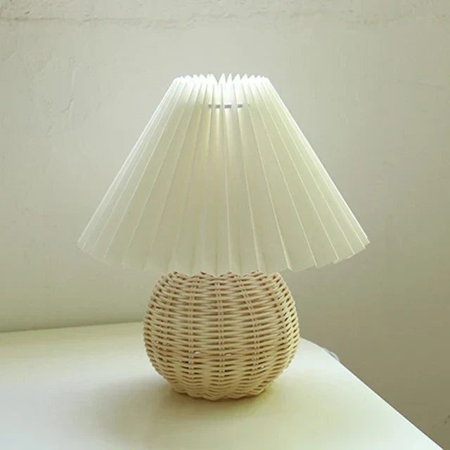 Modern Ceramic Table Lamp with Cream Pleated Shade & Burgundy Base