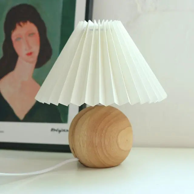 Modern Ceramic Table Lamp with Cream Pleated Shade & Burgundy Base