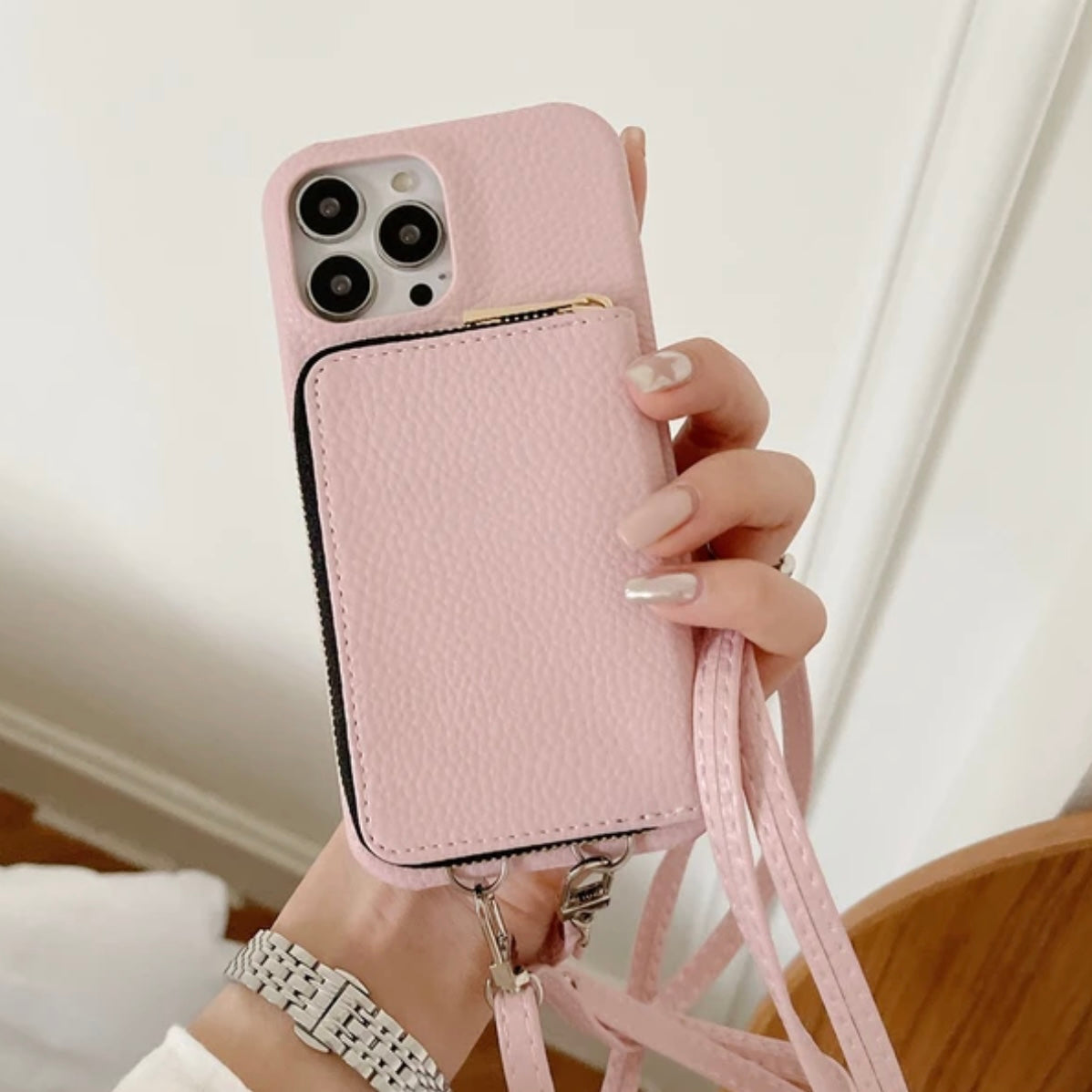 Crossbody-portemonneehoes voor telefoon - kaarthouder van imitatieleer met schouderriem
