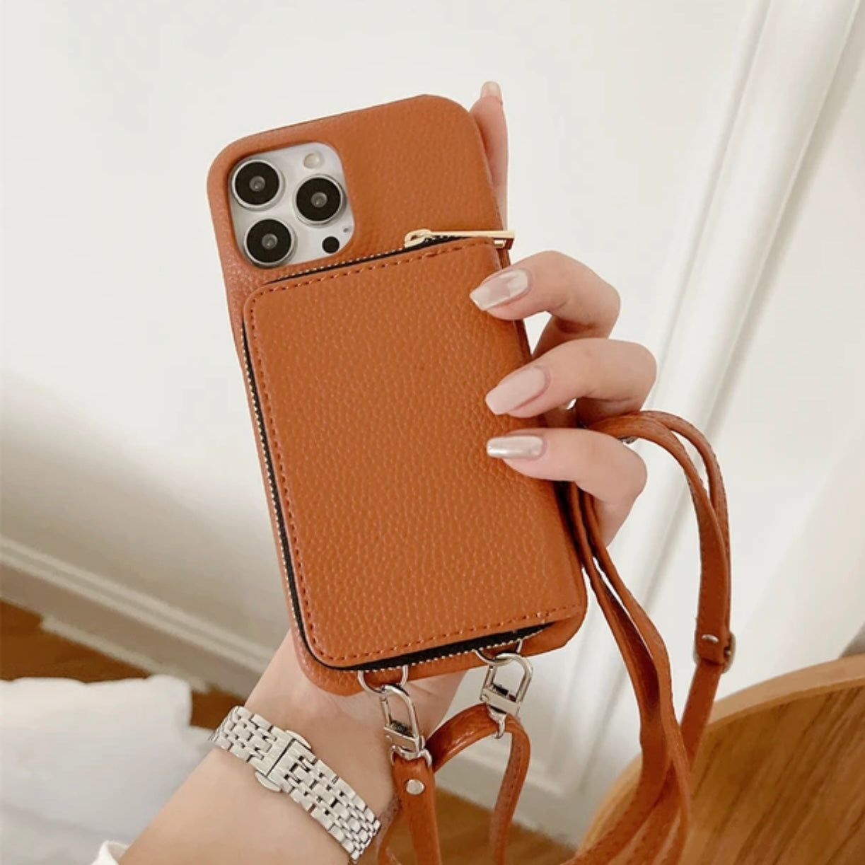 Crossbody-portemonneehoes voor telefoon - kaarthouder van imitatieleer met schouderriem
