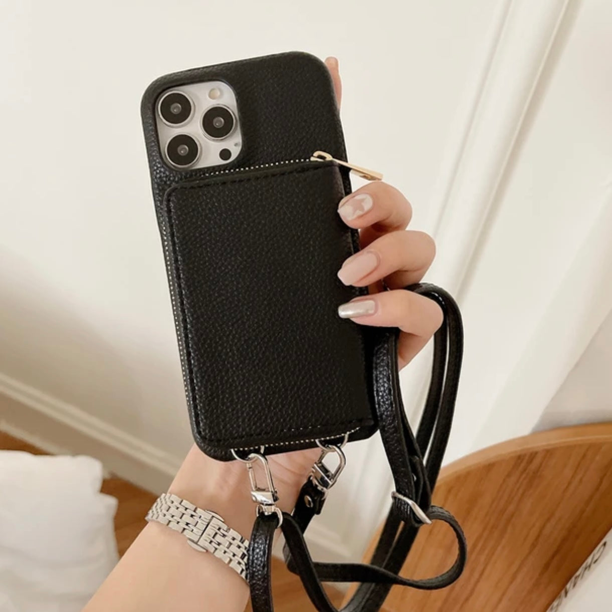 Crossbody-portemonneehoes voor telefoon - kaarthouder van imitatieleer met schouderriem