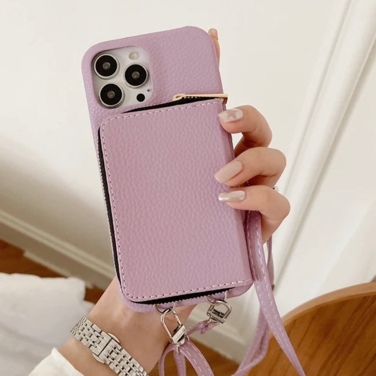 Crossbody-portemonneehoes voor telefoon - kaarthouder van imitatieleer met schouderriem