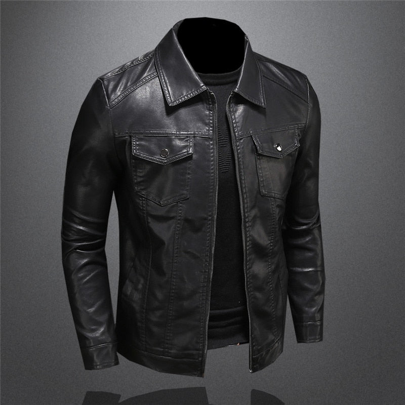 Timeless Men's Rider Outdoor Versatile Sleek Leather Coat
