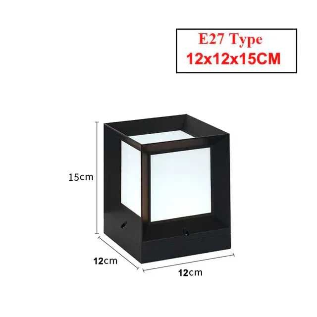 Modern Outdoor Black Cube Post Light | Stylish Pillar Lamp for Garden