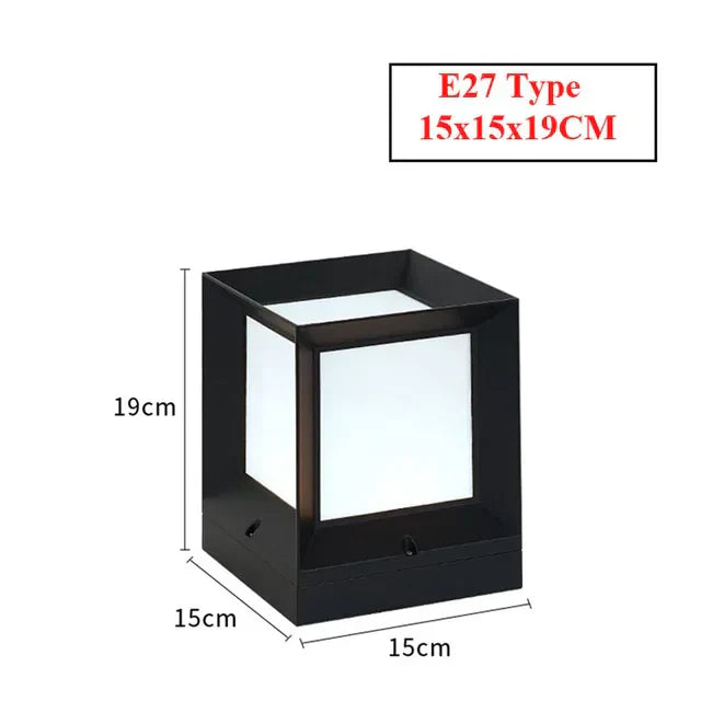 Modern Outdoor Black Cube Post Light | Stylish Pillar Lamp for Garden