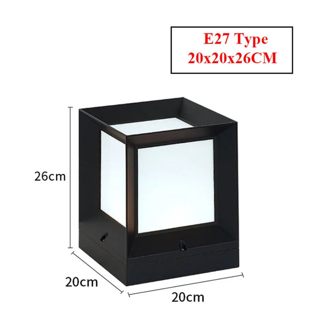 Modern Outdoor Black Cube Post Light | Stylish Pillar Lamp for Garden