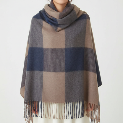 CashmereDream Scarf | Oversized Checked Wrap