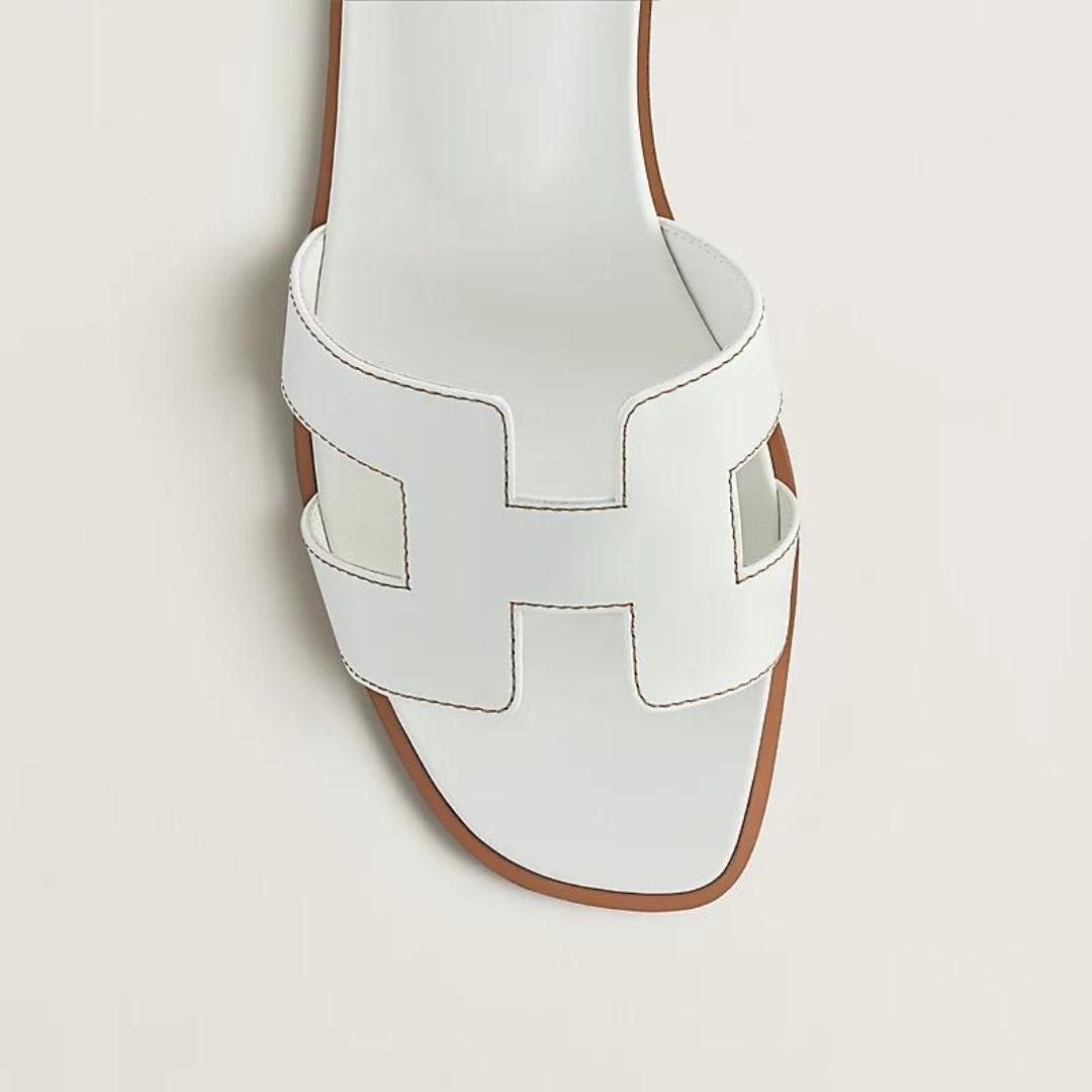 Timeless Leather Sandals | White Cut-Out Design With Wooden Sole