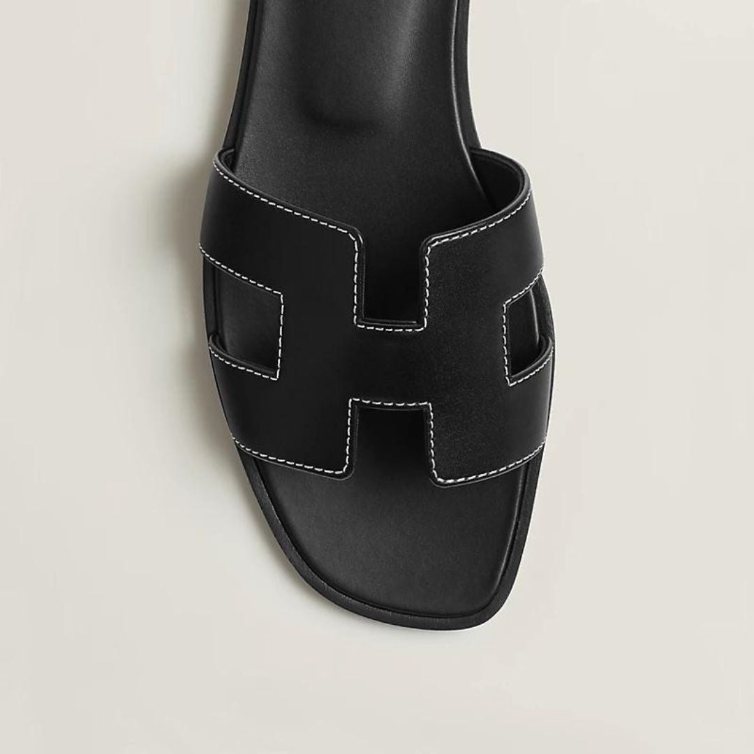 Timeless Leather Sandals | White Cut-Out Design With Wooden Sole