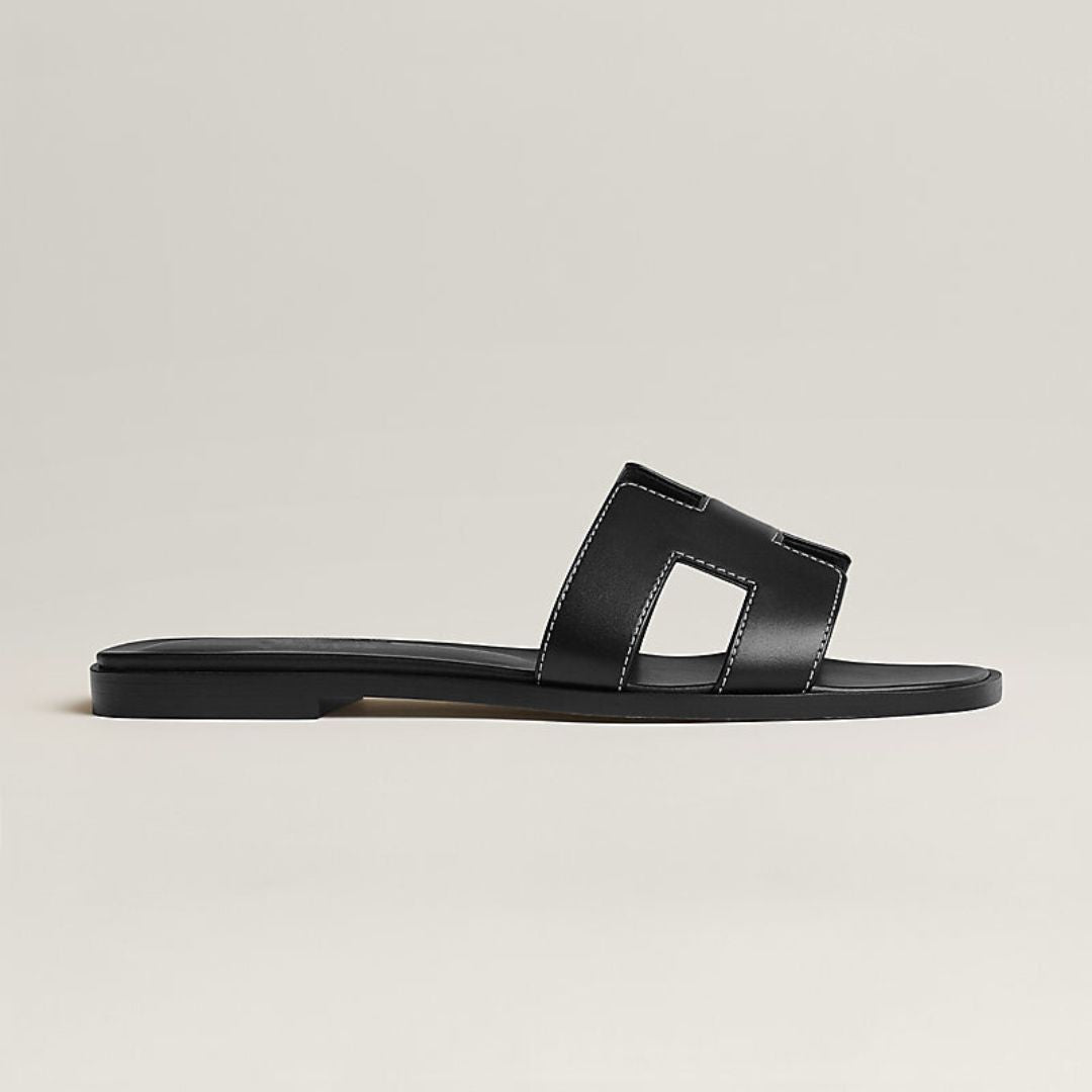 Timeless Leather Sandals | White Cut-Out Design With Wooden Sole