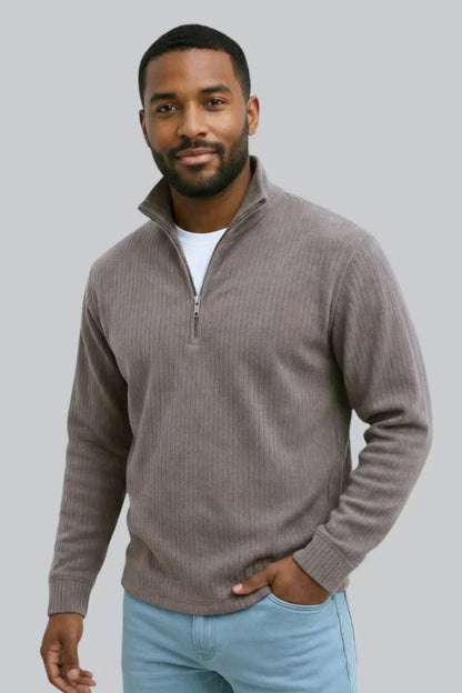 Men’s Knitted Sweater with Zip Closure and Smooth Touch